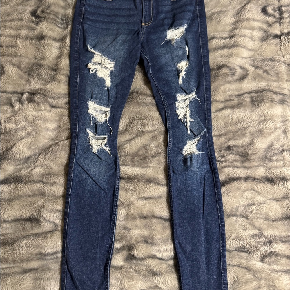 Hollister Dark Blue Distressed Skinny Jeans